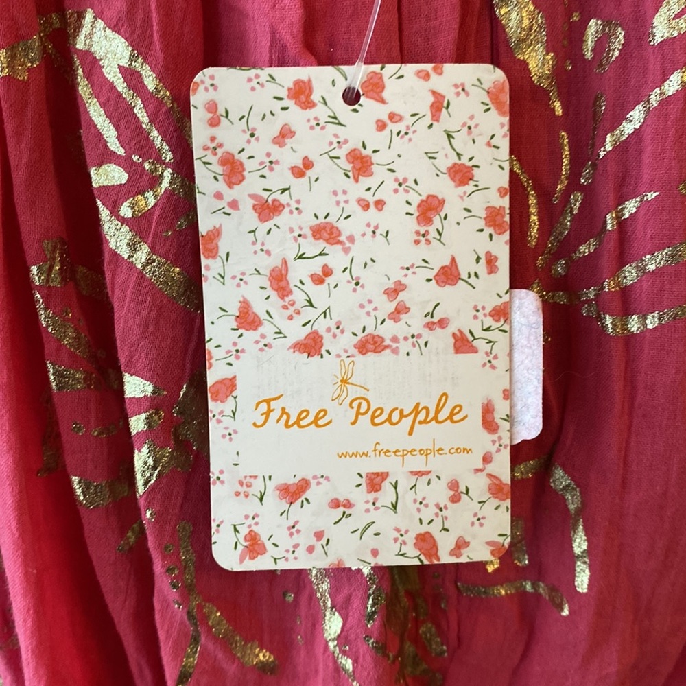 Free People Strapless Dress in Salmon with Gold Print - Picture 6 of 10